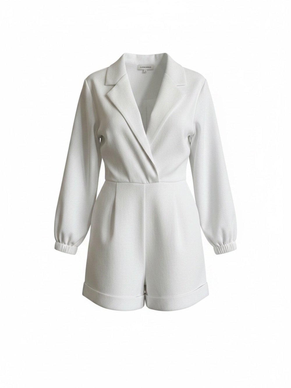 Commense White Tailored Long-Sleeve Romper